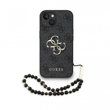 Zadní kryt Guess PU 4G Metal Logo Strap pro iPhone 15 Black