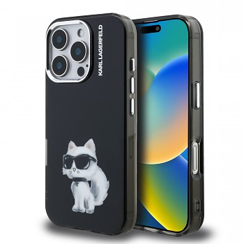 Zadní kryt Karl Lagerfeld IML Aquarelle Choupette pro iPhone 16 Pro Max Black