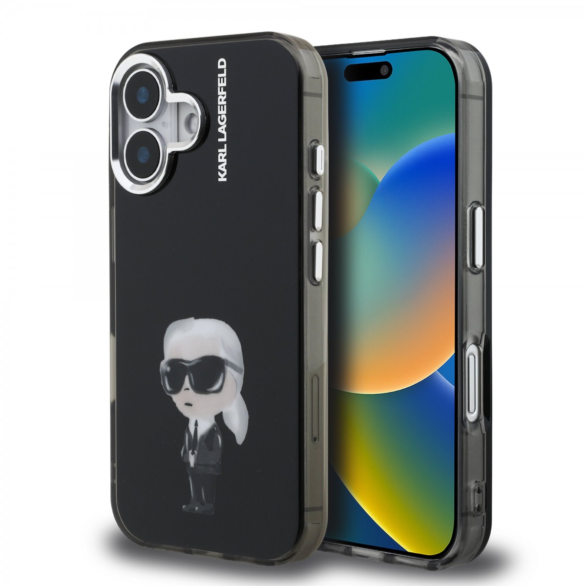 Levně Zadní kryt Karl Lagerfeld IML Aquarelle Karl pro iPhone 16 Black