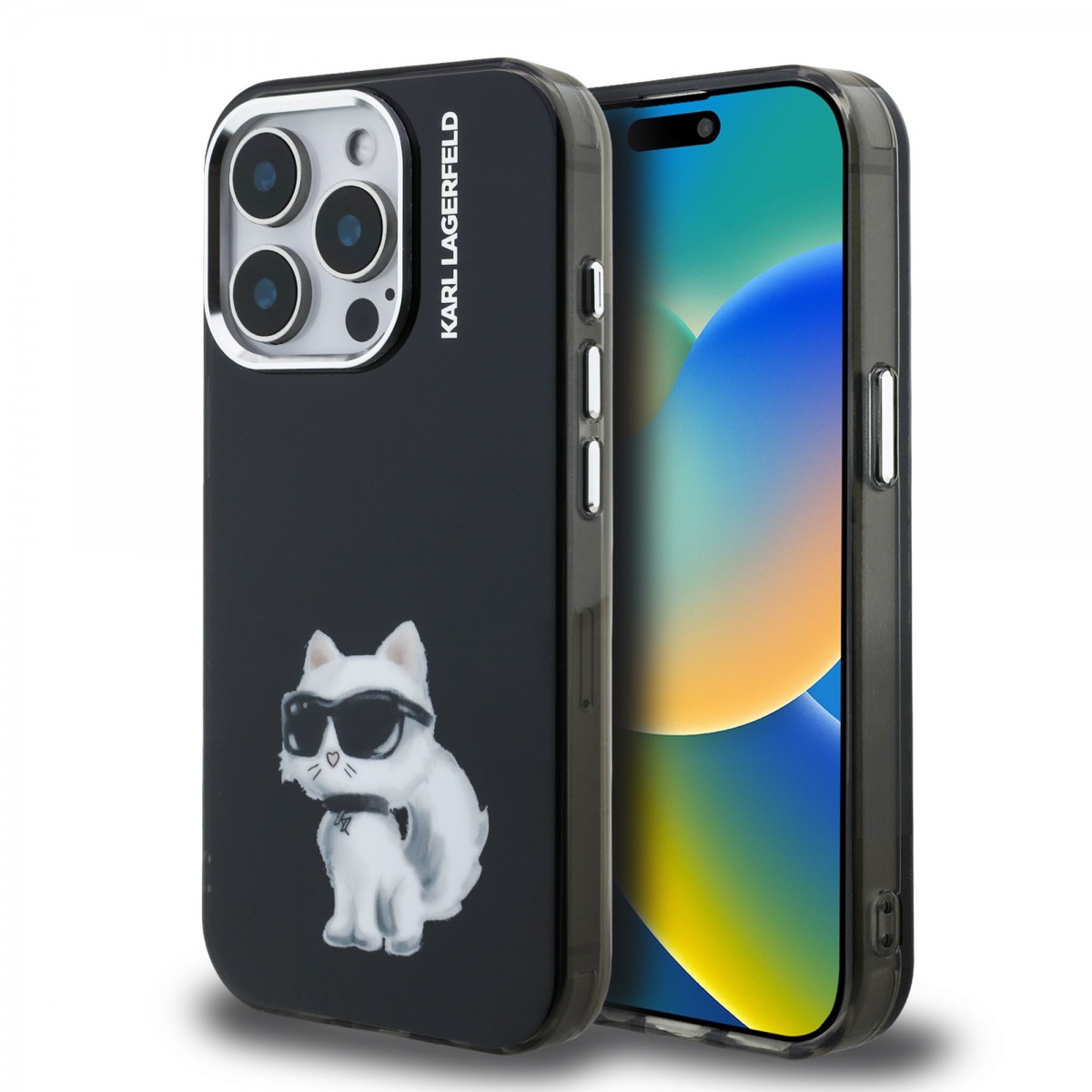 Zadní kryt Karl Lagerfeld IML Aquarelle Choupette pro iPhone 15 Pro Max Black