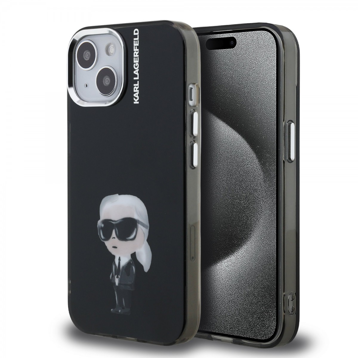 Levně Zadní kryt Karl Lagerfeld IML Aquarelle Karl pro iPhone 15 Black