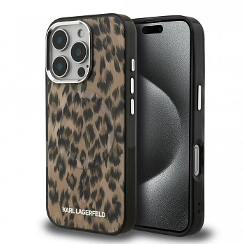 Zadní kryt Karl Lagerfeld IML Leopard MagSafe pro iPhone 16 Pro Max Brown