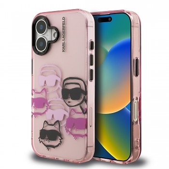 Zadní kryt Karl Lagerfeld IML Multi K&CH Heads pro iPhone 16 Pink