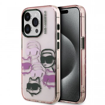 Zadní kryt Karl Lagerfeld IML Multi K&CH Heads pro iPhone 15 Pro Max Pink