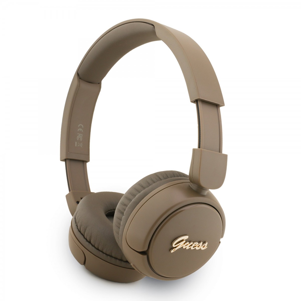 Levně Bezdrátová sluchátka Guess Script Metal Logo Brown