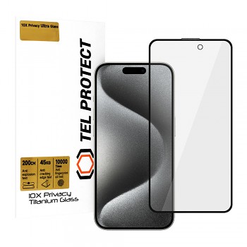 Tvrzené sklo Tel Protect 10X Privacy Titanium pro iPhone 15 Pro