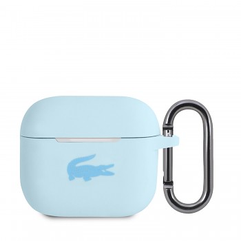 Pouzdro Lacoste Liquid Silicone Glossy Printing Logo pro AirPods 3 Blue
