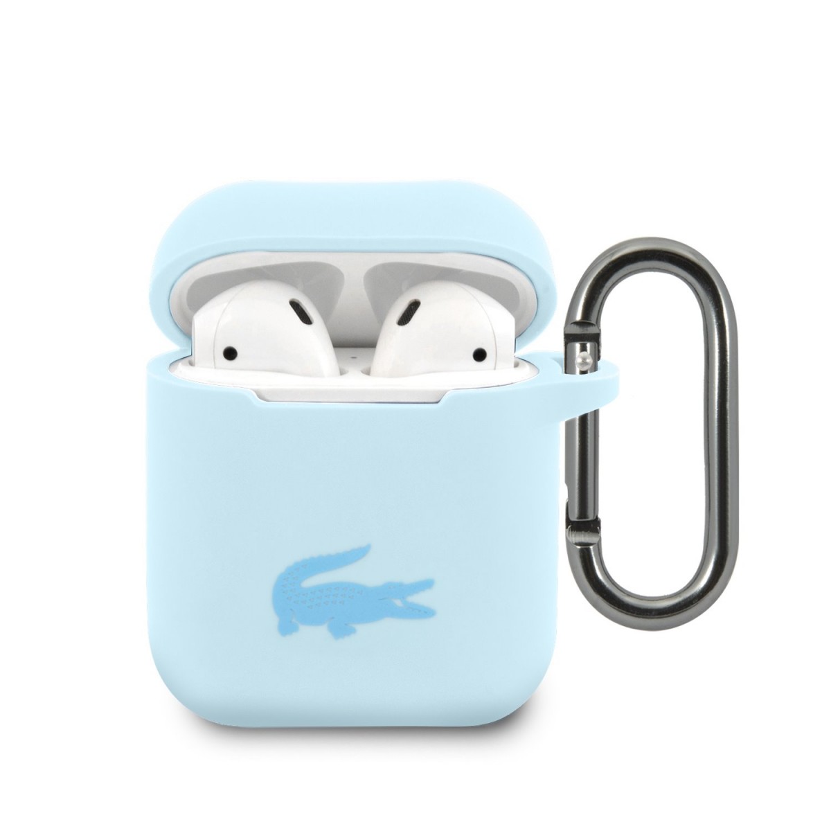 Pouzdro Lacoste Liquid Silicone Glossy Printing Logo pro AirPods 1/2 Blue