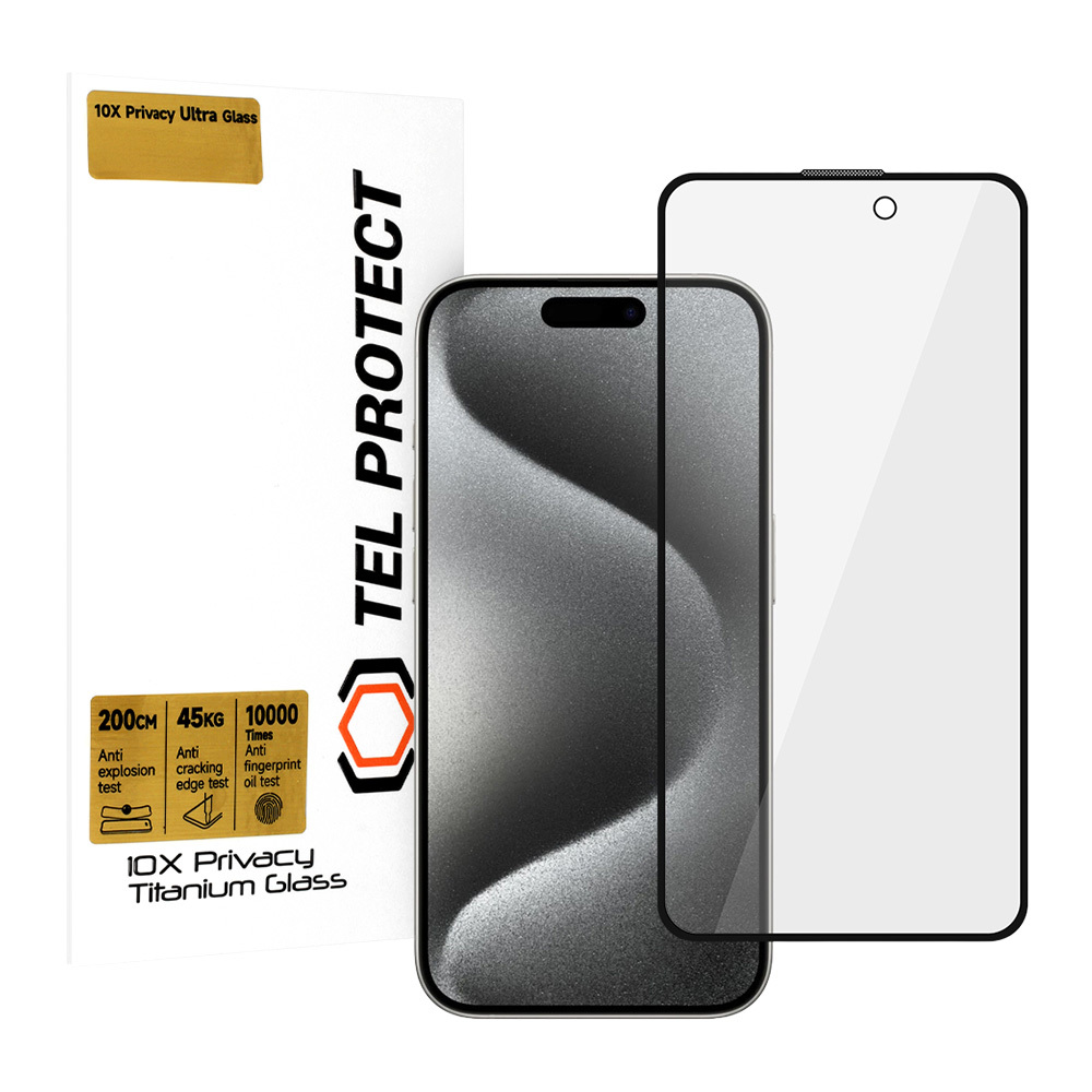 Tvrzené sklo Tel Protect 10X Privacy Titanium pro iPhone 15 Pro Max