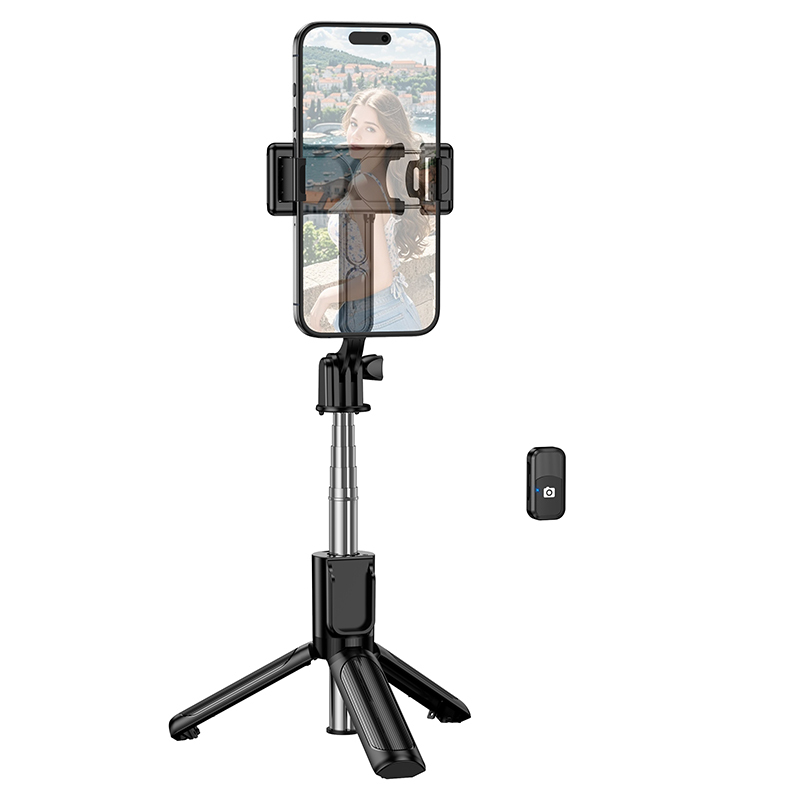 Levně Selfie tyč Borofone BY14 Graceful Bluetooth tripod s dálkovým ovládáním černá