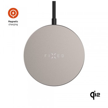Bezdrátová nabíječka FIXED MagPad Slim s Qi2, podporou MagSafe, 15W, titanová