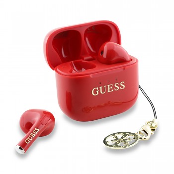 Bezdrátová sluchátka Guess Classic Logo Charm TWS Red
