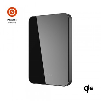 Powerbanka FIXED MagZen 5 Crystal s bezdrátovým nabíjením se standardem Qi2 a podporou MagSafe, 5 000 mAh, černá