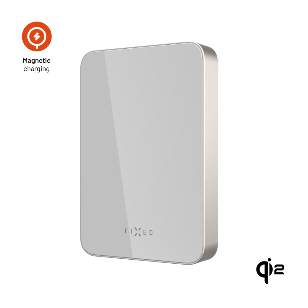 Levně Powerbanka FIXED MagZen 10 Crystal s bezdrátovým nabíjením se standardem Qi2 a podporou MagSafe, 10 000 mAh, titanová