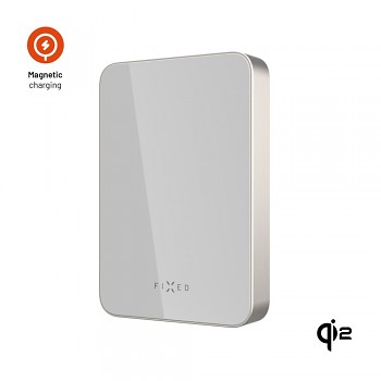 Powerbanka FIXED MagZen 10 Crystal s bezdrátovým nabíjením se standardem Qi2 a podporou MagSafe, 10 000 mAh, titanová