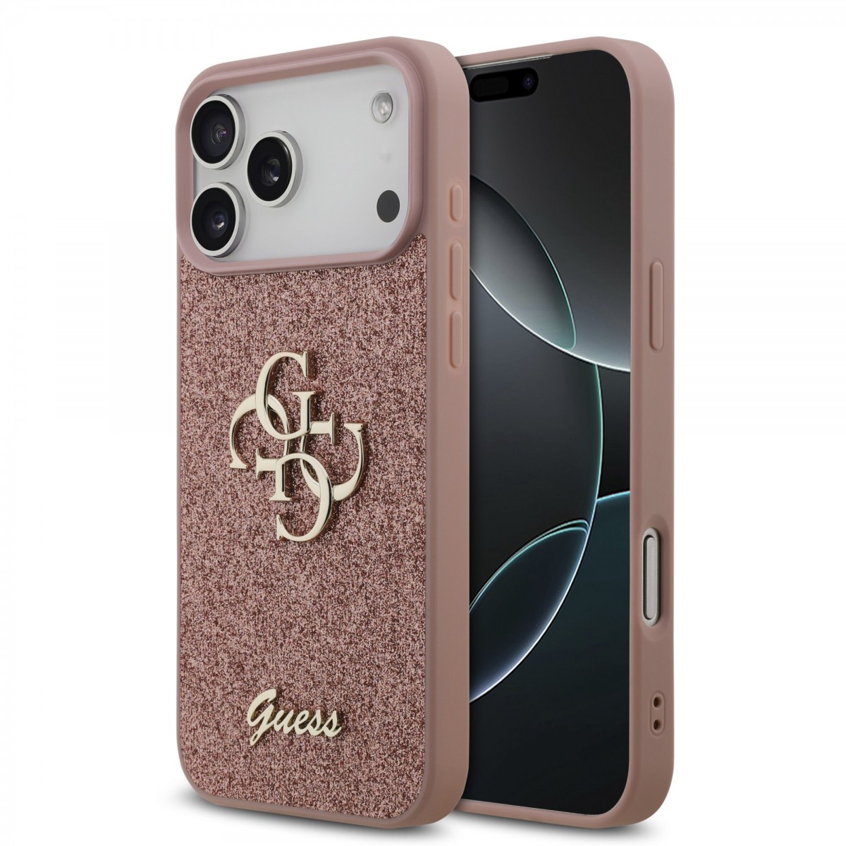 Levně Zadní kryt Guess PU Fixed Glitter 4G Metal Logo pro iPhone 17 Pro Max Pink