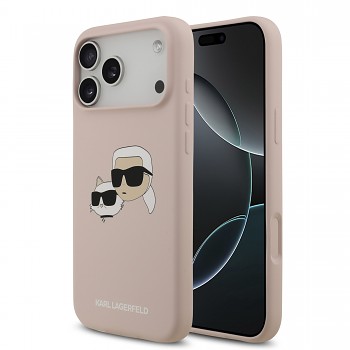 Zadní kryt Karl Lagerfeld Liquid Silicone Double Heads MagSafe pro iPhone 17 Pro Max Pink