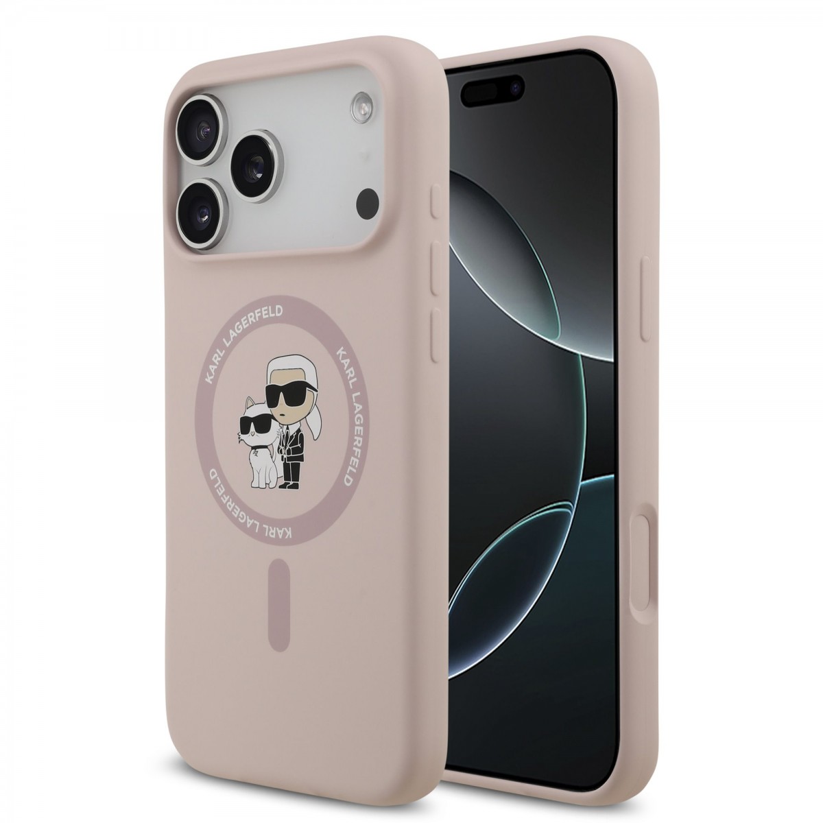 Zadní kryt Karl Lagerfeld Liquid Silicone Karl and Choupette MagSafe pro iPhone 17 Pro Max Pink