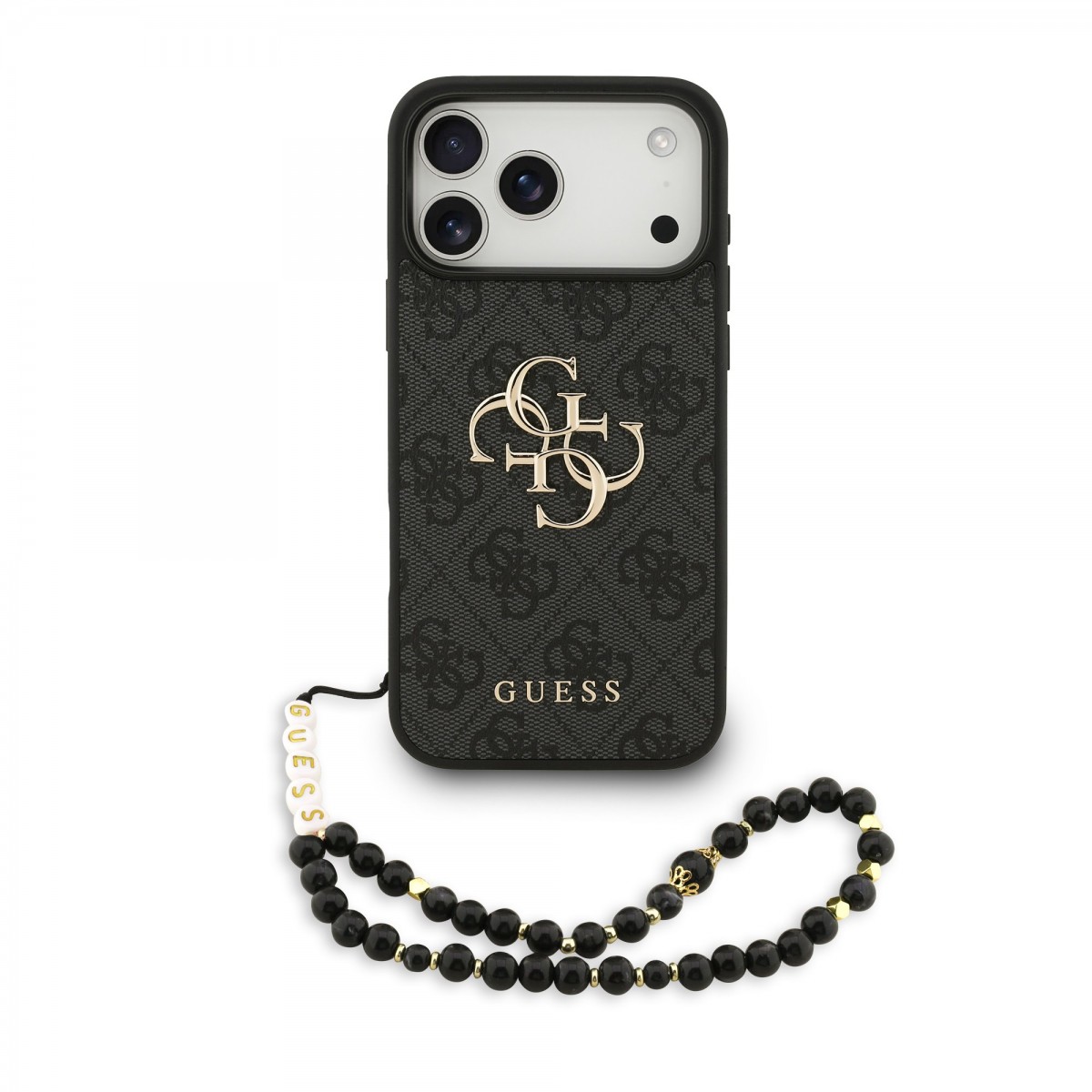 Levně Zadní kryt Guess PU 4G Metal Logo Strap pro iPhone 17 Pro Max Black