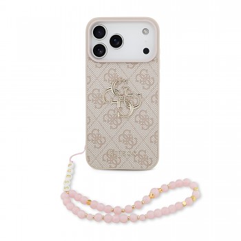 Zadní kryt Guess PU 4G Metal Logo Strap pro iPhone 17 Pro Max Pink