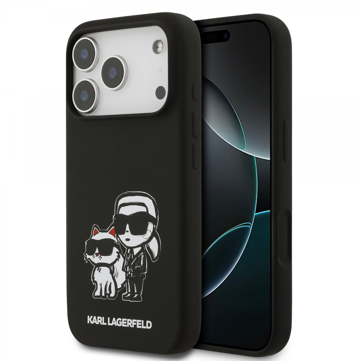 Zadní kryt Karl Lagerfeld Liquid Silicone K&amp;CH Sketch MagSafe pro iPhone 17 Pro Black