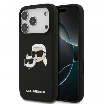 Zadní kryt Karl Lagerfeld Liquid Silicone Double Heads MagSafe pro iPhone 17 Pro Black
