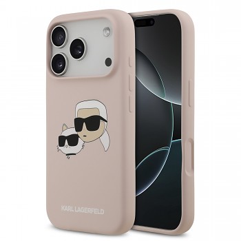 Zadní kryt Karl Lagerfeld Liquid Silicone Double Heads MagSafe pro iPhone 17 Pro Pink
