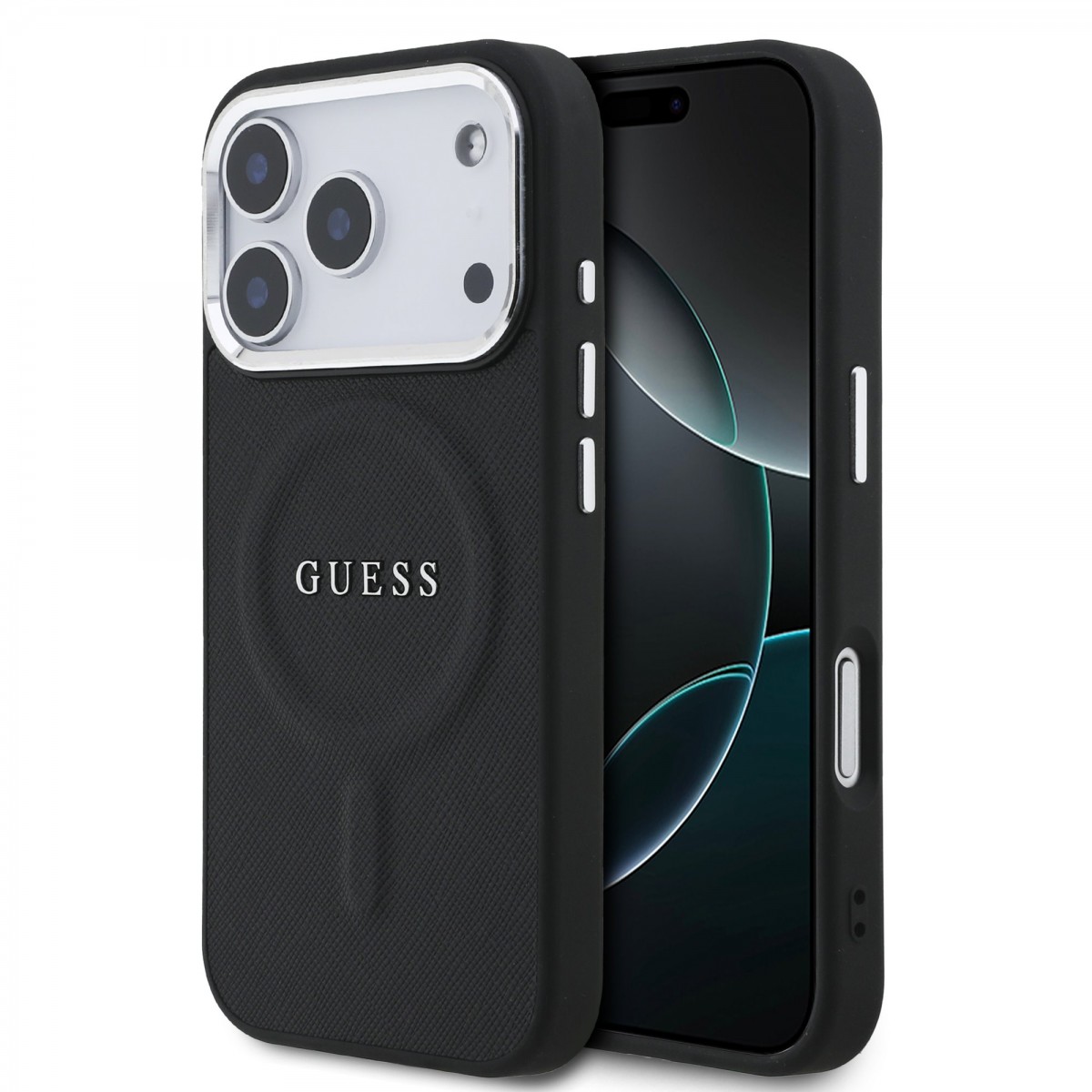 Levně Zadní kryt Guess PU Saffiano MagSafe pro iPhone 17 Pro Black