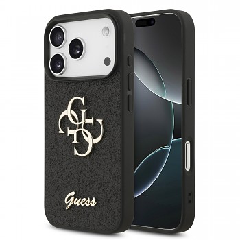 Zadní kryt Guess PU Fixed Glitter 4G Metal Logo pro iPhone 17 Pro Black