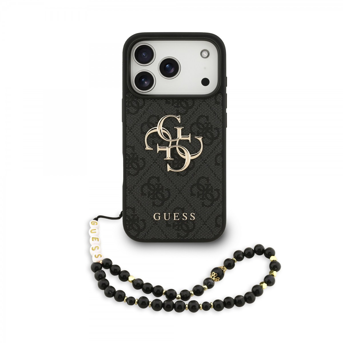 Levně Zadní kryt Guess PU 4G Metal Logo Strap pro iPhone 17 Pro Black
