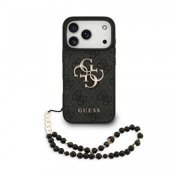Zadní kryt Guess PU 4G Metal Logo Strap pro iPhone 17 Pro Black