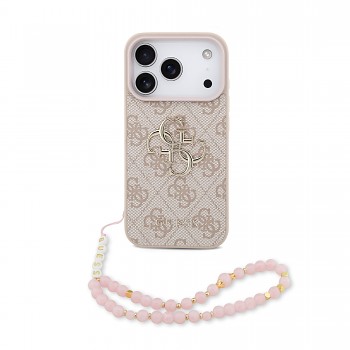 Zadní kryt Guess PU 4G Metal Logo Strap pro iPhone 17 Pro Pink