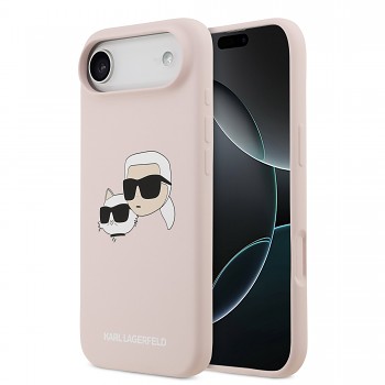 Zadní kryt Karl Lagerfeld Liquid Silicone Double Heads MagSafe pro iPhone 17 Air Pink