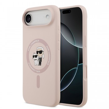 Zadní kryt Karl Lagerfeld Liquid Silicone Karl and Choupette MagSafe pro iPhone 17 Air Pink
