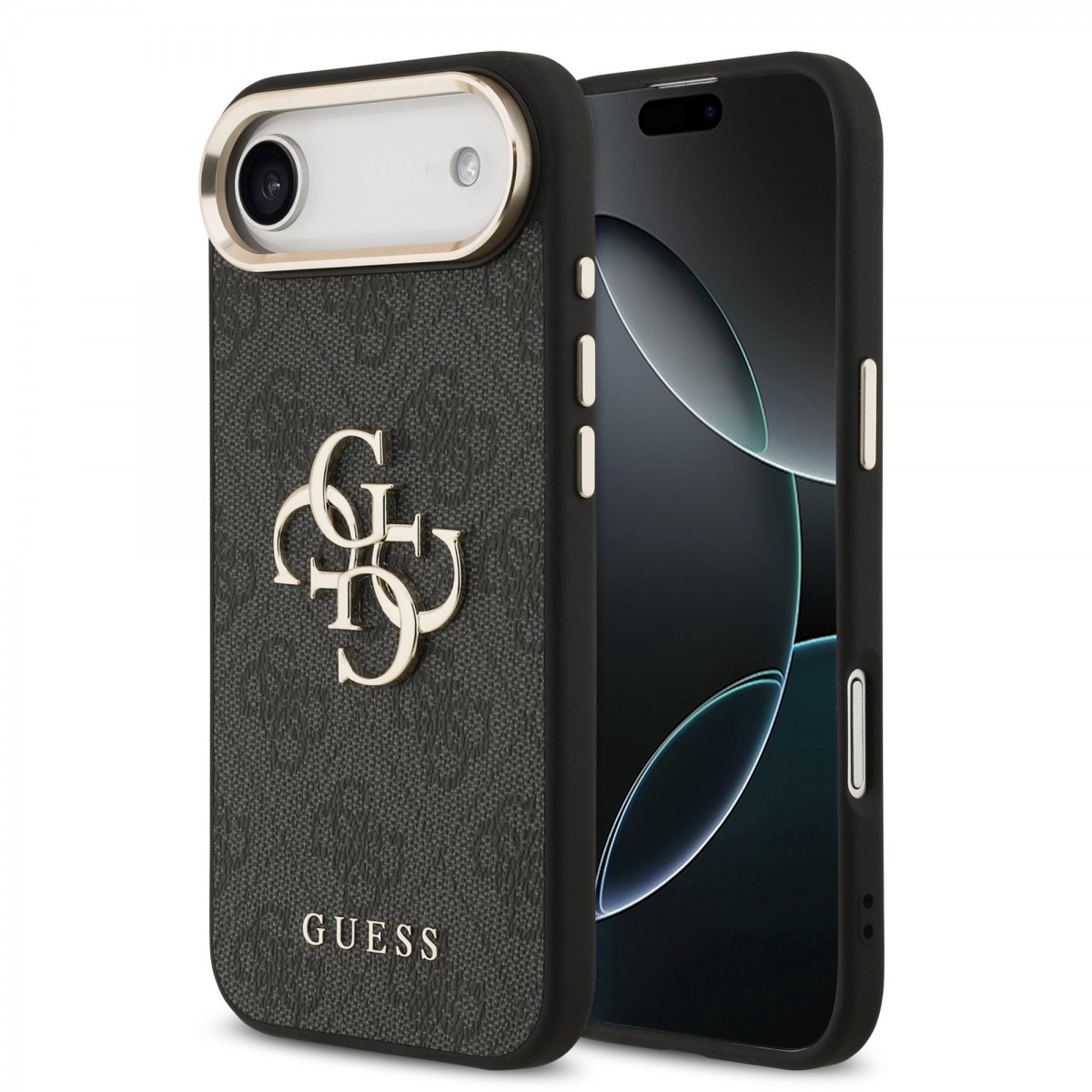 Levně Zadní kryt Guess PU Leather 4G Metal Logo Gold Frame MagSafe pro iPhone 17 Air Black