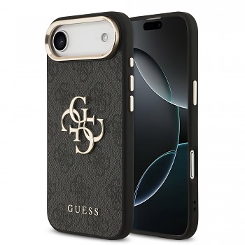 Zadní kryt Guess PU Leather 4G Metal Logo Gold Frame MagSafe pro iPhone 17 Air Black