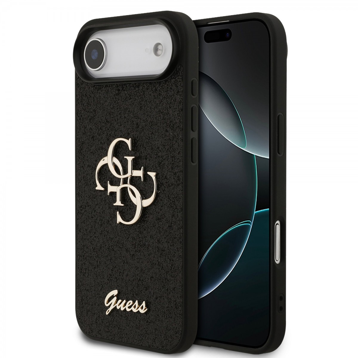 Levně Zadní kryt Guess PU Fixed Glitter 4G Metal Logo pro iPhone 17 Air Black