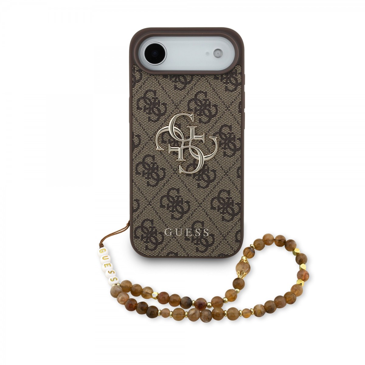 Levně Zadní kryt Guess PU 4G Metal Logo Strap pro iPhone 17 Air Brown