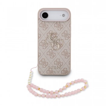Zadní kryt Guess PU 4G Metal Logo Strap pro iPhone 17 Air Pink