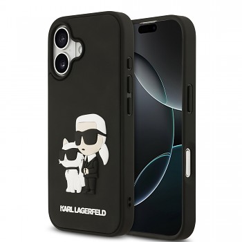 Zadní kryt Karl Lagerfeld 3D Rubber Karl and Choupette pro iPhone 17 Black