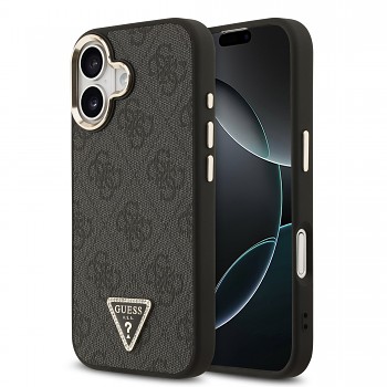 Zadní kryt Guess PU Leather 4G Triangle Logo Gold Frame MagSafe pro iPhone 17 Black