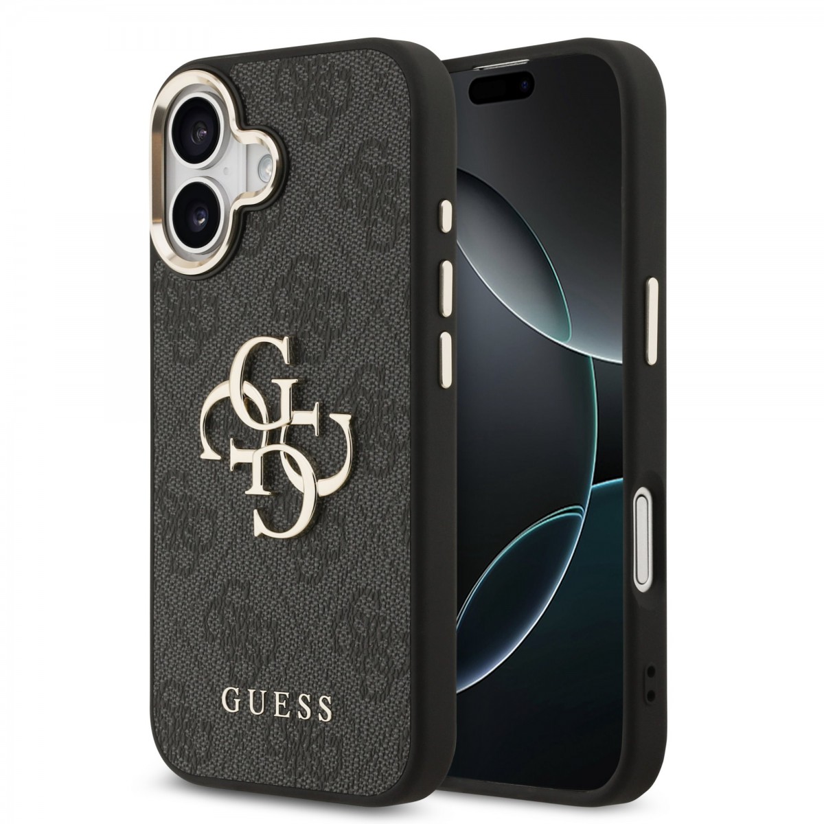Levně Zadní kryt Guess PU Leather 4G Metal Logo Gold Frame MagSafe pro iPhone 17 Black