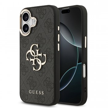 Zadní kryt Guess PU Leather 4G Metal Logo Gold Frame MagSafe pro iPhone 17 Black
