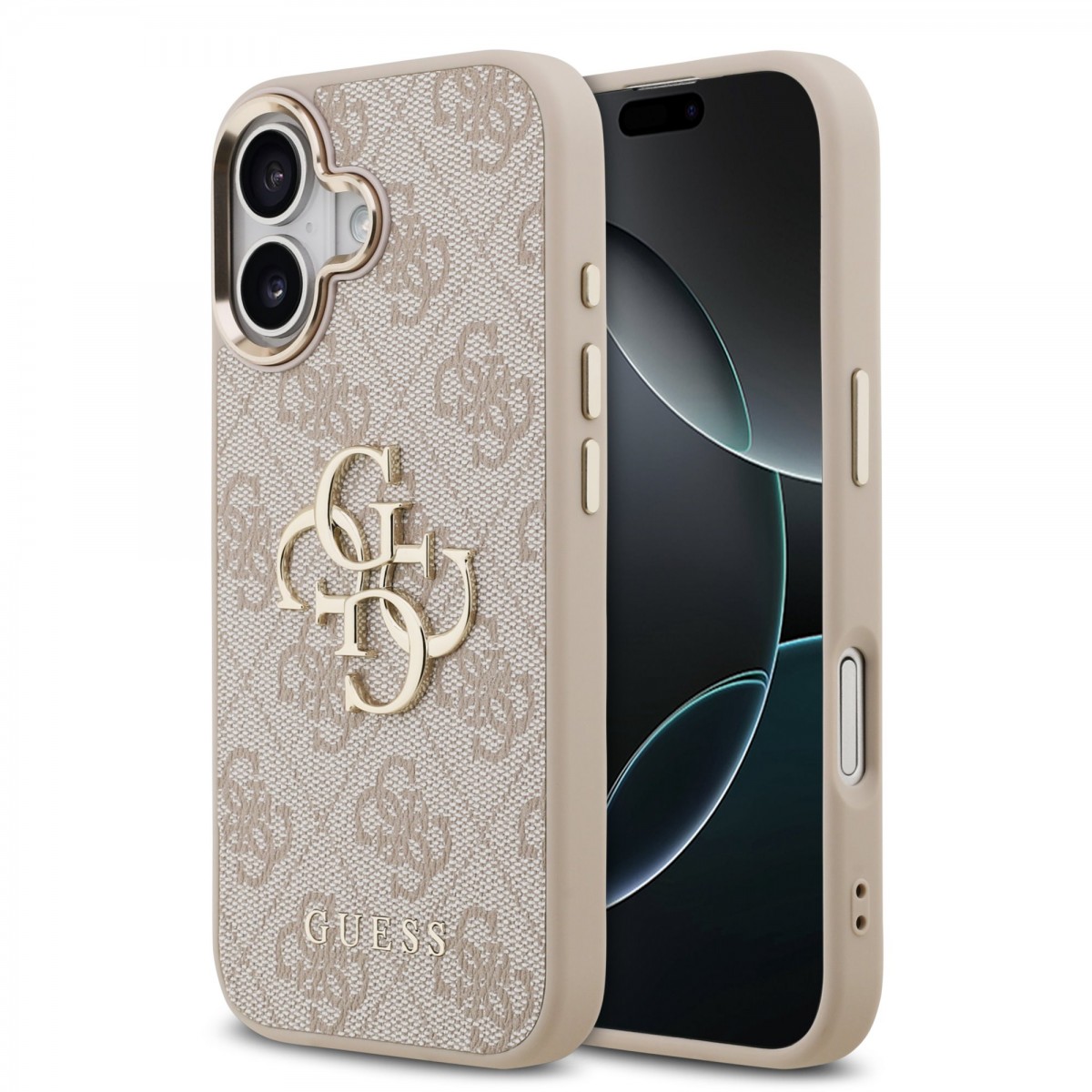 Levně Zadní kryt Guess PU Leather 4G Metal Logo Gold Frame MagSafe pro iPhone 17 Pink