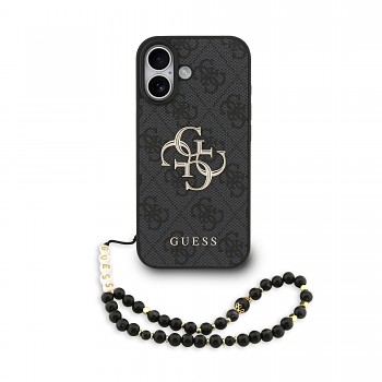 Zadní kryt Guess PU 4G Metal Logo Strap pro iPhone 17 Black