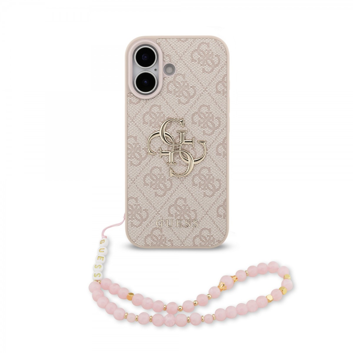 Levně Zadní kryt Guess PU 4G Metal Logo Strap pro iPhone 17 Pink