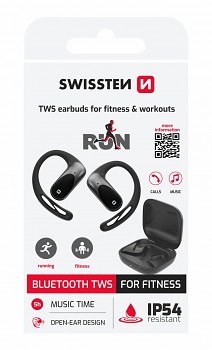 Bezdrátová sluchátka Swissten Bluetooth na běhání Open Ear černá