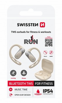 Bezdrátová sluchátka Swissten Bluetooth na běhání Open Ear bílá