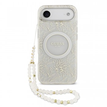 Zadní kryt Guess IML Flowers Allover Strap MagSafe pro iPhone 17 Air White