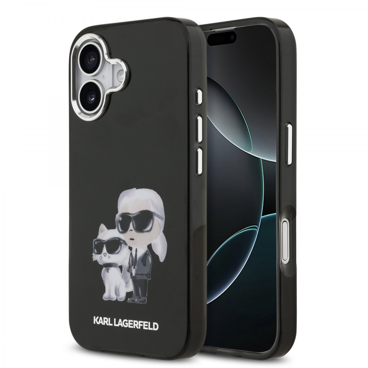 Zadní kryt Karl Lagerfeld IML Aquarelle Karl and Choupette pro iPhone 17 Black